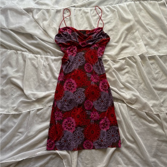 BCBGMaxAzria Y2K Tie Dye Cowl Neck Dress - Picture 1 of 7